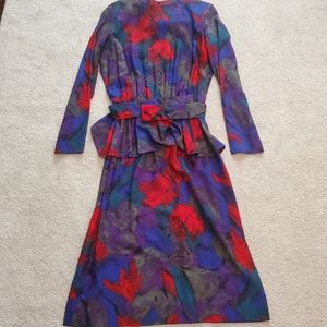 Vtg CGII Abstract Floral Dress